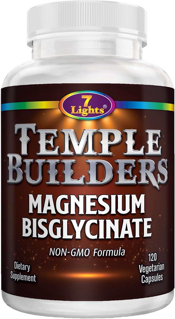 Magnesium Bisglycinate 200mg – High Absorption Gentle on Stomach – Chelated Magnesium Glycinate for Sleep Stress Muscle Relaxation &amp Heart Health – Non-GMO Vegan 120 Capsules – 7 Lights Nutri