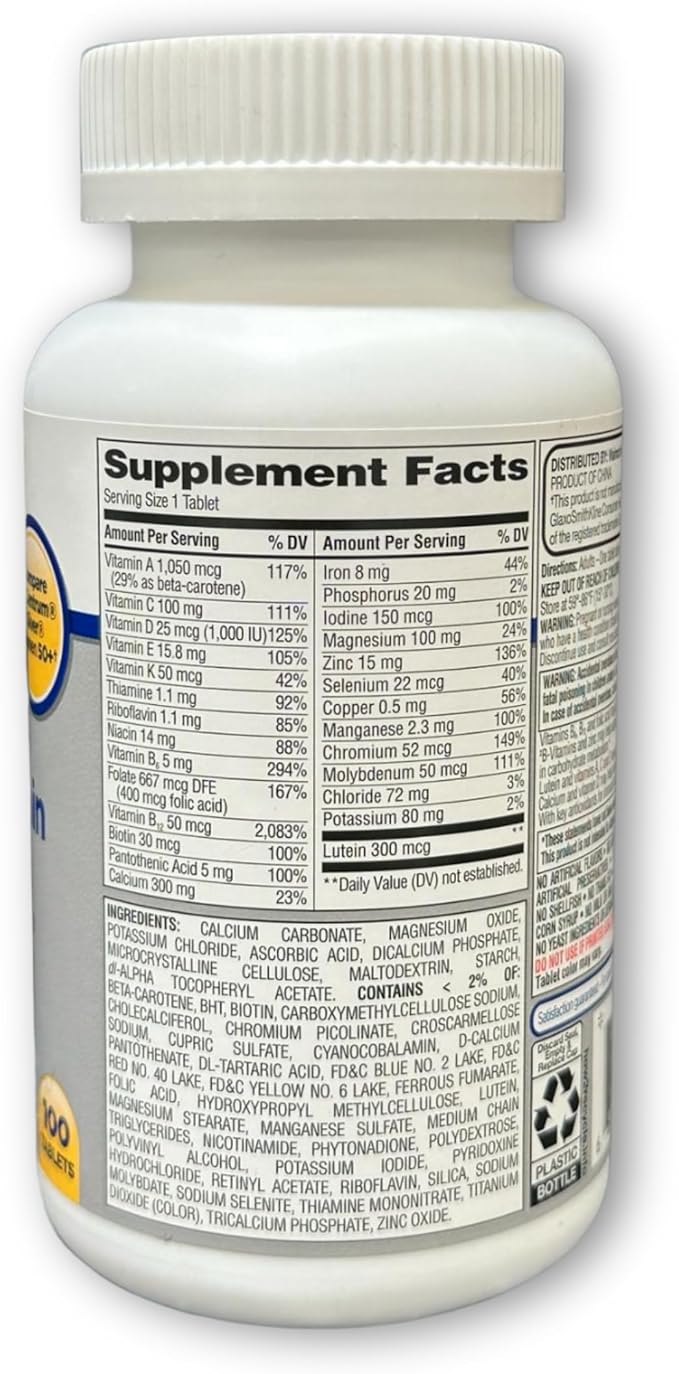 Multivitamin Multimineral Tablets for Women 50+ 100 Count (Pack of 1)