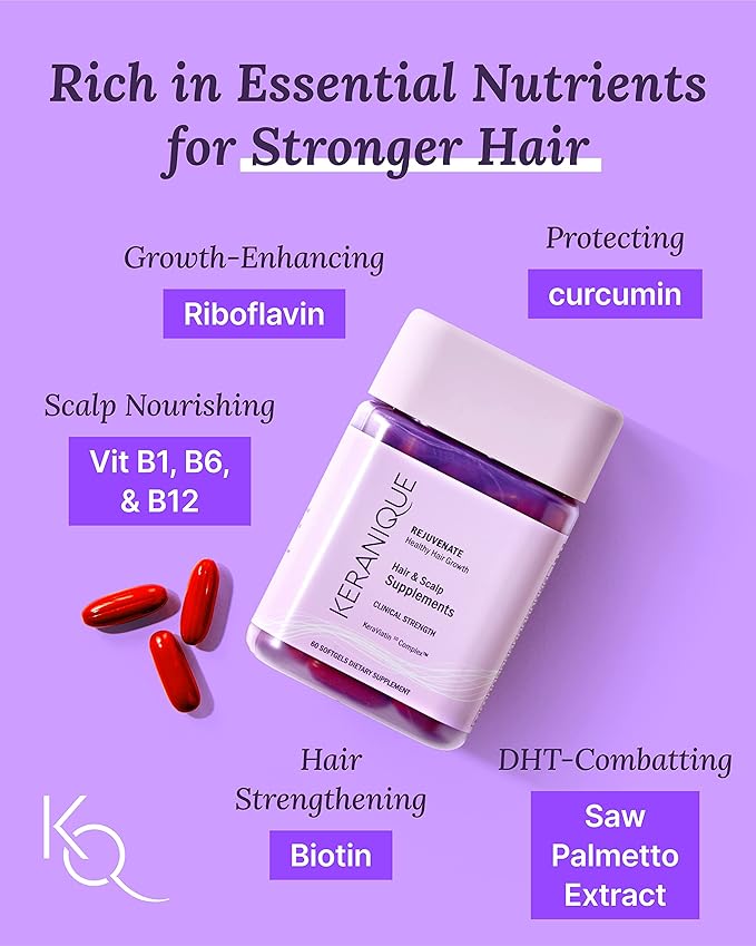 Keranique Hair &amp Scalp Supplements - Promote Strength and Growth Best for Thinning Nourish Your with Biotin Vitamin B More Vital Nutrients Keraviatin