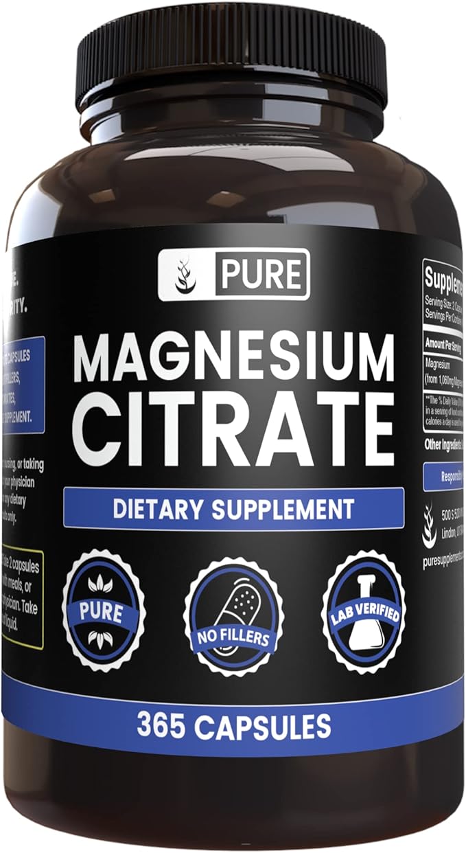 Pure Original Ingredients Magnesium Citrate (365 Capsules) No Magnesium Or Rice Fillers Always Pure Lab Verified