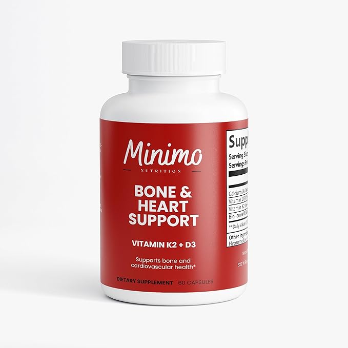 Bone &amp Heart Support K2 + D3-3rd Party Tested Supports Bone and Cardiovascular Support 60 Capsules