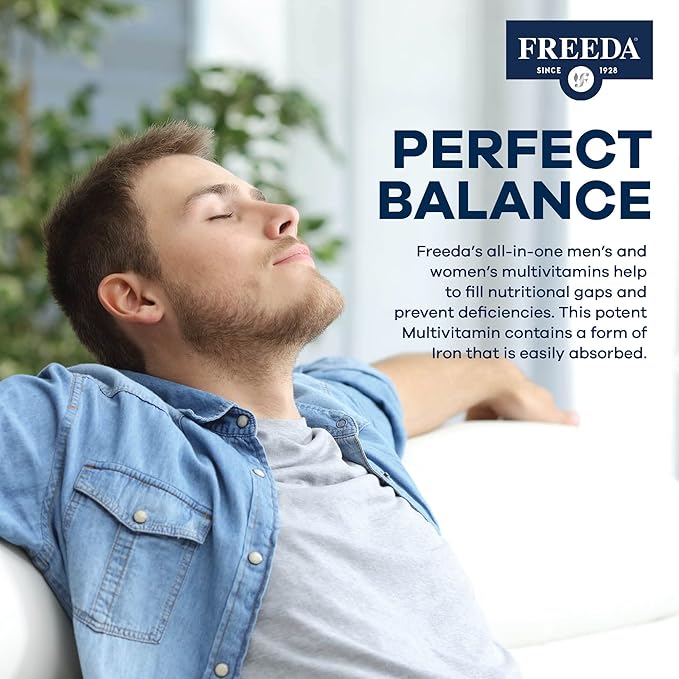 FREEDA Multivitamin – Quintabs-M with Iron – Kosher Multi Vitamins Supplements for Women Health - Multivitamins for Women &amp Iron-Deficient Men Adult Vitamins Multivitamin (100)