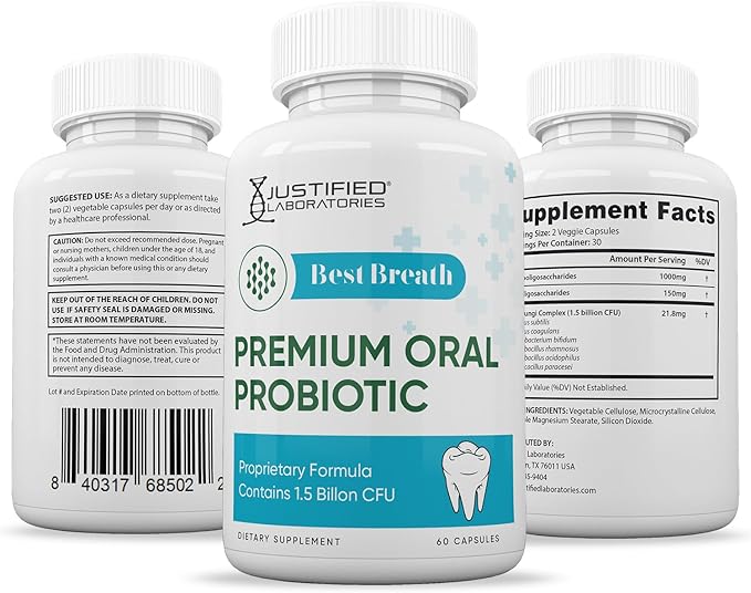 Justified Laboratories (5 Pack) Best Breath 1.5 Billion CFU Probiotic Oral Support 300 Capsules