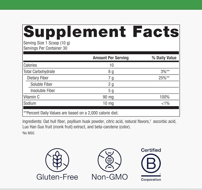 Metagenics Herbulk Fiber Powder - 7g Soluble &amp Insoluble Fiber with Psyllium Husk Acacia &amp Chicory - Supports Gut Bowel Regularity &amp Immune Health* - Non-GMO Gluten-Free Vegan - Orange
