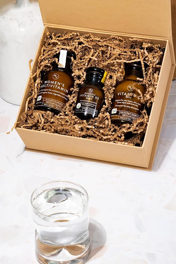 Movita Health Trio Vitamin Gift Set with Vitamin D3 C and Women's Multivitamin Fermented Whole Foods Vitamins and Minerals - Organic Vegan-Friendly Gluten-Free &amp Non-GMO