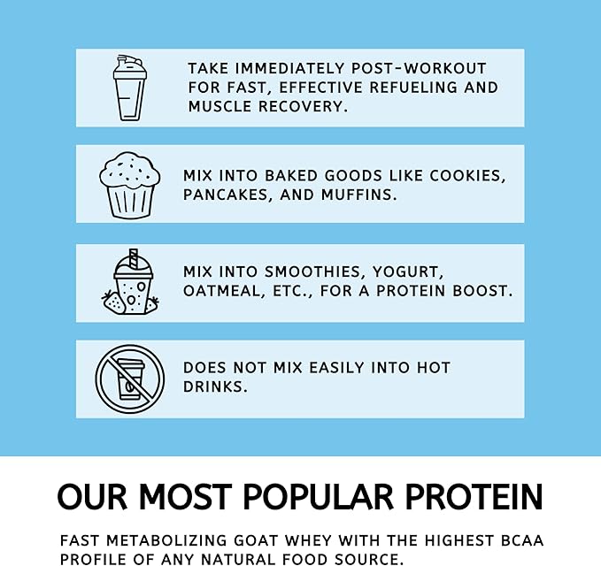 Mt. Capra Clean Whey Protein | Grass-Fed Undenatured Goat Whey Protein Powder | 24 g Protein Per Serving All Natural Non-GMO High in Branch Chain Amino Acids | Vanilla Bean | 15 Servings - 16 oz