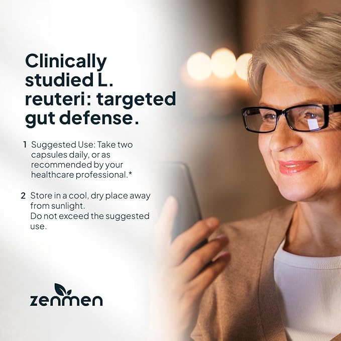 Zenmen H. Pylori Support | Lactobacillus Reuteri Probiotic with Mastic Gum for Digestion &amp GI Health - Third Party Tested 60 Vegan Capsules Made in The USA