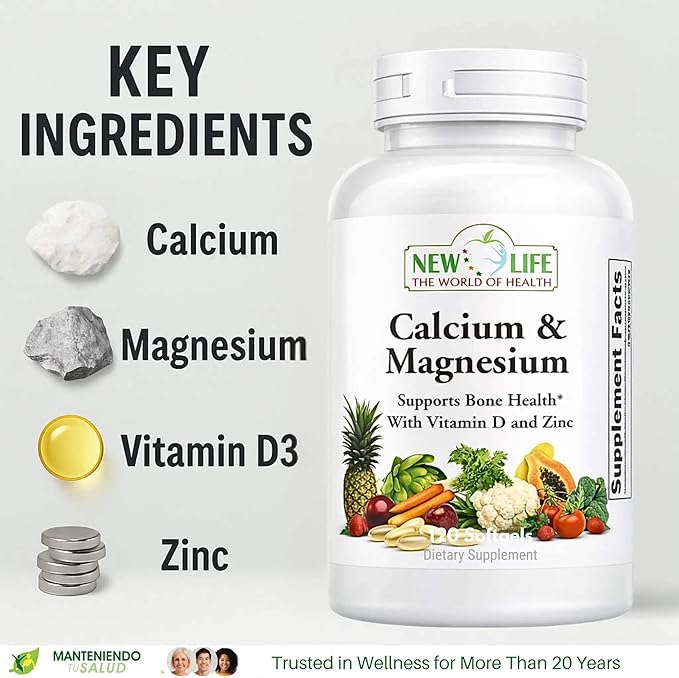New Life Calcium Magnesium D3 &amp Zinc Bone Support 120 Softgels