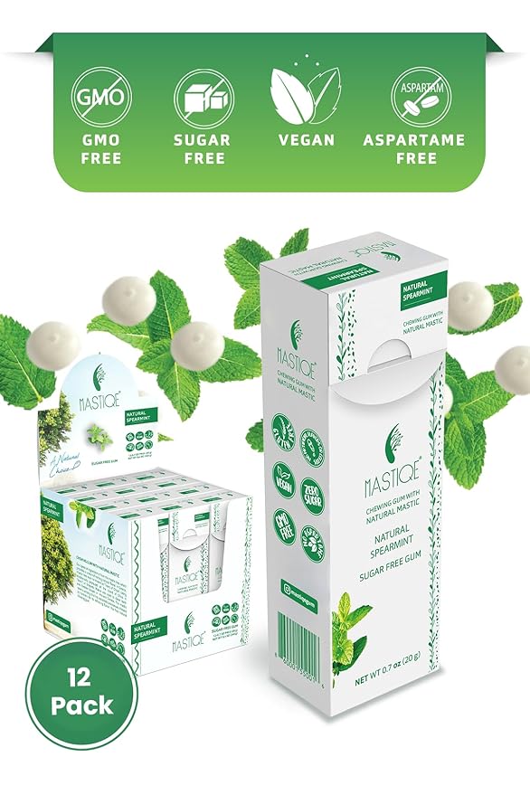 Mastiqe Sugar Free Hard Chewing Gum with Natural Mastic (Spearmint)