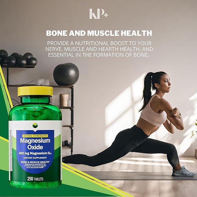 KP+ Magnesium Oxide 400 mg | 250 Tablets | Supports Bone Nerve &amp Muscle Health | Extra Strength Magnesium Supplement | Pack of 1
