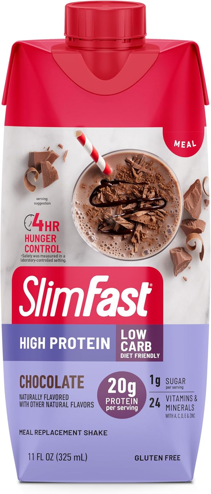 SlimFast Protein Shake Chocolate- 20g Protein Meal Replacement Shake Ready to Drink High Protein with Low Carb and Low Sugar 24 Vitamins and Minerals 12 Count (Pack of 1) (Packaging May Vary)