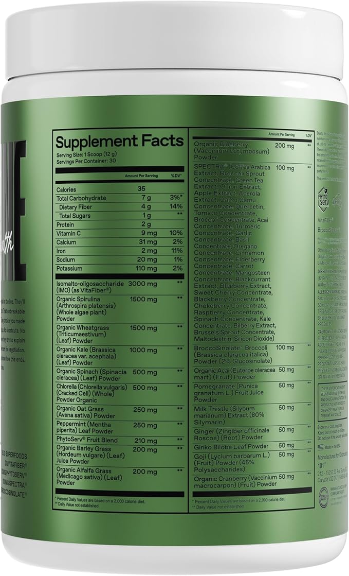 ONE of ONE Greens &amp Gut Health – Superfood Greens Powder with Prebiotics Probiotics &amp Digestive Enzymes for Gut Health Immunity &amp Energy No Artificial Sweeteners - Pineapple 30 Serving