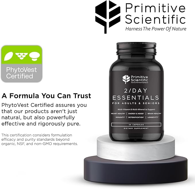 Whole Food Daily Essential Multivitamins for Adults and Seniors - 2X a Day - Vitamin A C D E B12 and Minerals - Natural and Holistic Support (60 Capsules)