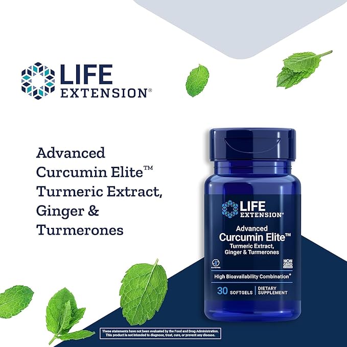 Life Extension Super Omega-3 Fish Oil Curcumin Elite Turmeric Extract &amp Ginger Softgel Bundle - 240 + 30 Count
