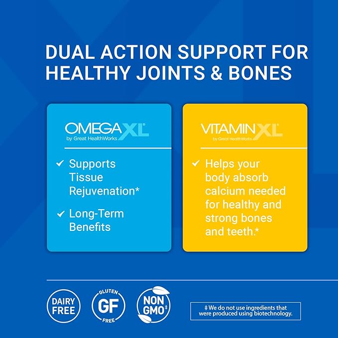 OmegaXL Joint Support Supplement - Natural Muscle/Immune Support 60 Softgels (2 Pack) &amp VitaminXL D3 High Potency Daily Vitamin D 5000 IU 125mcg Supplement (30 Softgels)