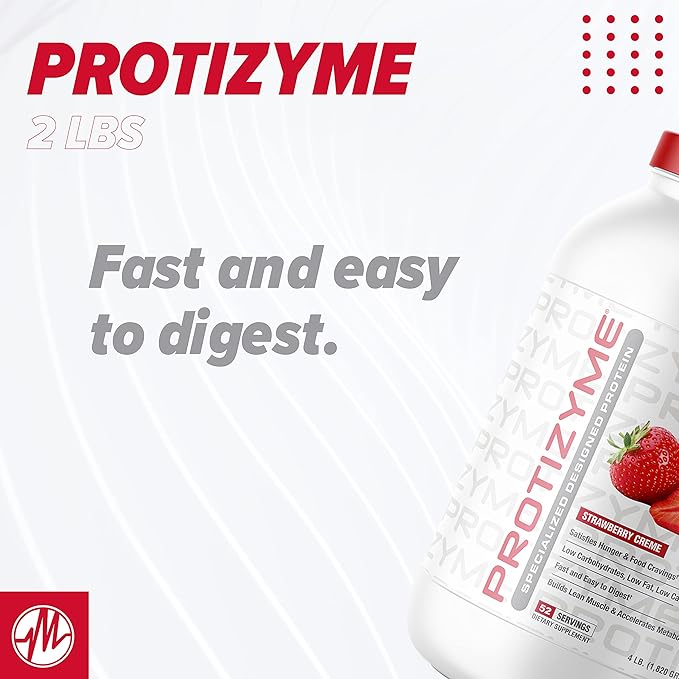 Metabolic Nutrition Protizyme 100% Whey Protein Powder High Protein Low Carb Low Fat Whey Protein Digestive Enzymes 24 Essential Vitamins and Minerals 4 Pound (52 ser)