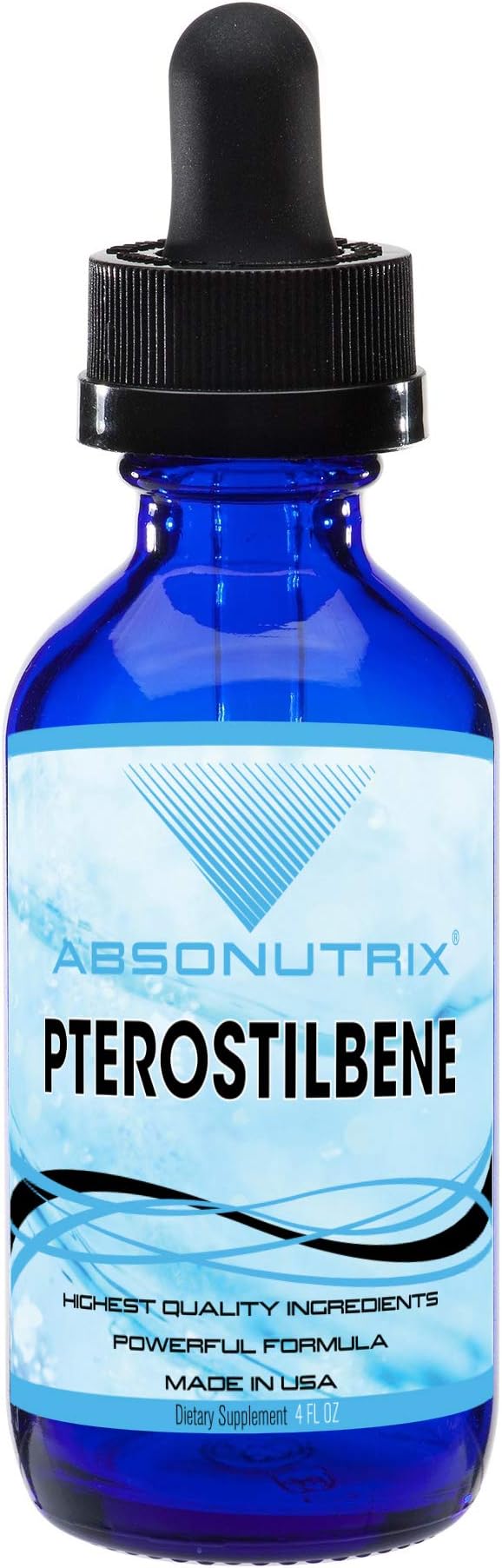 Absonutrix Pterostilbene 300 mg 4 Fl Oz Liquid Drops 200 Potent Servings High Bioavailability Third-Party Tested Quick Absorption GMP-Certified Non-GMO Cruelty-Free Products Made in USA