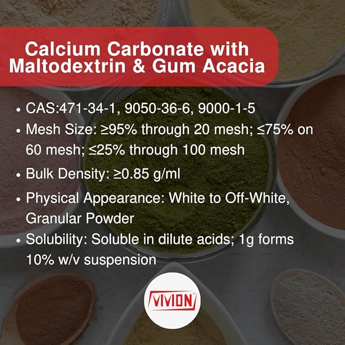 Calcium Carbonate DC Granular with Maltodextrin &amp Gum Arabic - 1000 Grams - Direct Compression USP Pharmaceutical Grade Capsule Excipient - 1 kg (2.2 lb)