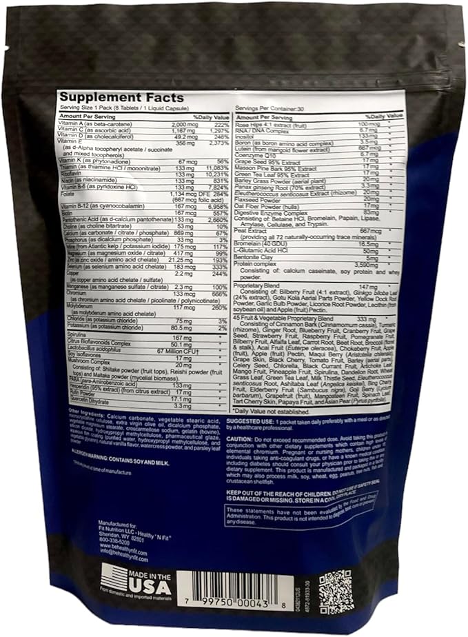 Healthy 'N Fit Super-Nutri Pack (30 Packets) - Mega Potency Multi-Vitamin Pak with Aminos Minerals and More