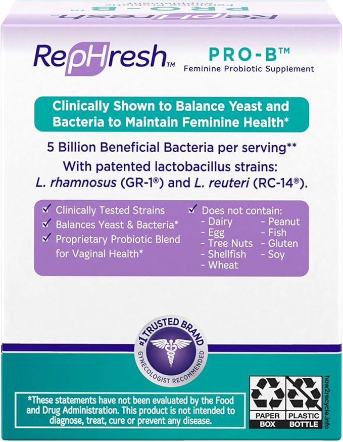 RepHresh Pro-B Probiotic Supplement for Women 30 Oral Capsules