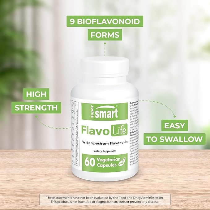 Supersmart FlavoLife (Flavonoid Complex Supplement) - with Luteolin Myricetin Fisetin Rutin Quercetin EGCG Apigenin Hesperidin | Non-GMO &amp Gluten Free - 60 Vegetarian Capsules