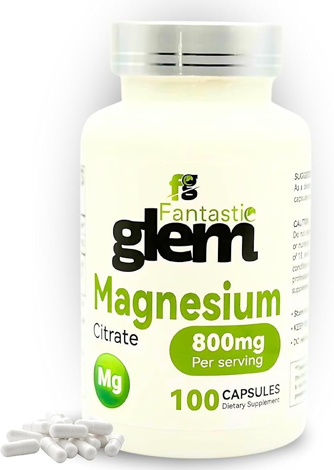 Magnesium Citrate Capsules- Dietary Supplement to Support Bone Health Muscle Function and Relaxation High Absorption Magnesium Supplement - GMO Soy and Gluten Free- 100 Count 800mg