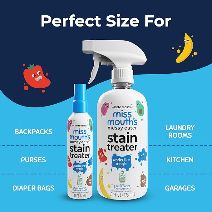 Miss Mouth’s Messy Eater Stain Treater Spray - Stain Remover - Newborn &amp Baby Essentials - 2-Pack of 16oz Stain Remover