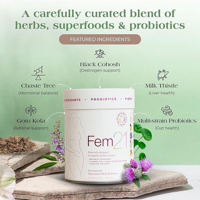 Nutritional Supplement for Women Herbal Blend with 21 Superfoods for Women’s Wellness and Vitality with Prebiotics Probiotics and Antioxidants 1-Month Supply 300 g