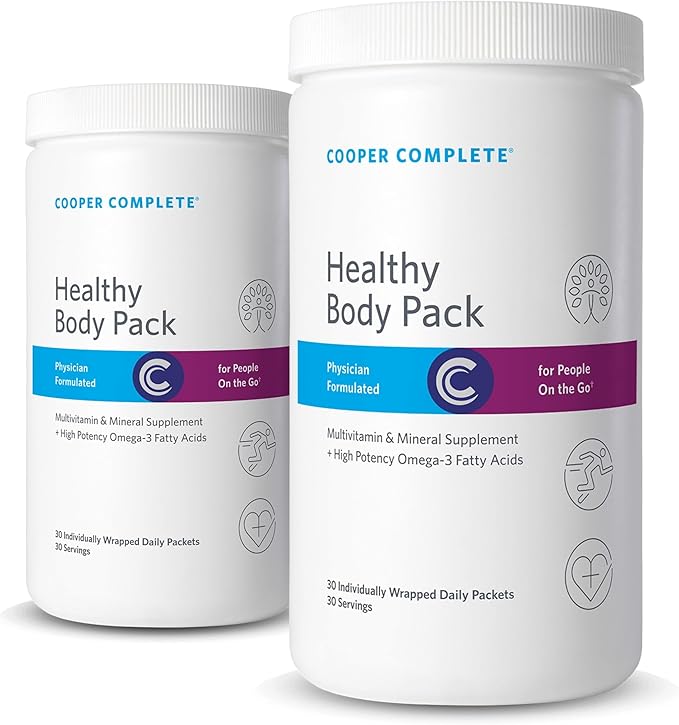 Cooper Complete - Healthy Body Pack - Daily Vitamin Pack with Multivitamin &amp Omega-3 Fish Oil - 30 Packets per Bottle. Pack of 2