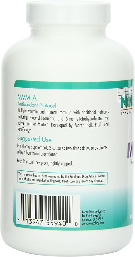 Nutricology MVM-A Supplement - Multivitamin for Men &amp Women with Iron Daily Vitamins for Adults High Potency Bioavailable Vegetarian Capsules - 180 Count