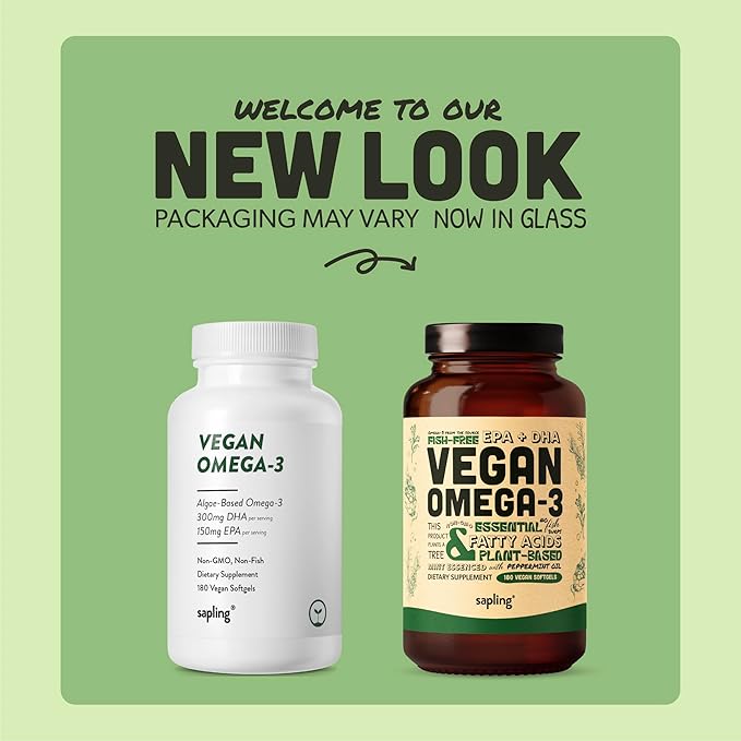 Vegan Omega 3 Supplement - Plant Based DHA &amp EPA Fatty Acids - Carrageenan Free Alternative to Fish Oil Supports Heart Brain Joint Health - Sustainably Sourced Algae Fish Oil Free - 180 Softg