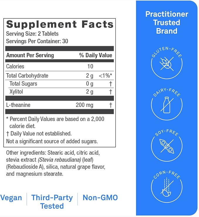 Neuroscience GABA Trex - Chewable GABA &amp L-Theanine Supplement and Calm Aid for Rest Relaxation and Stress Support - Vegan Sleep Aid Tablets - Grape Flavored (60 Tablets)
