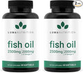 Luma Nutrition Omega 3 Fish Oil Supplement - Extra Strength 2500mg - 2000mg EPA &amp DHA - Brain and Heart Health - 60 Softgels (Pack of 2)