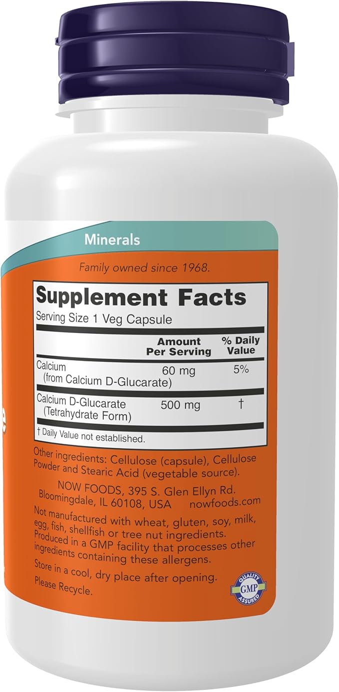 NOW Foods Supplements Calcium D-Glucarate 500 mg Detoxification Support* 90 Veg Capsules