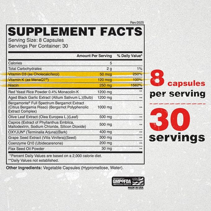 Apollon Nutrition Full of Heart – Comprehensive Cardiovascular Support | Bergamonte Red Yeast Rice CoQ10 | PharmD Formulated | 240 Capsules (30 Servings)