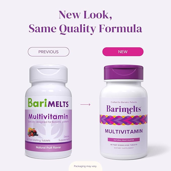 BariMelts Multivitamin - 60 Fast-Dissolving Tablets (1-Month Supply) - Sugar-Free Bariatric Multivitamin for Women Natural Fruit Flavor