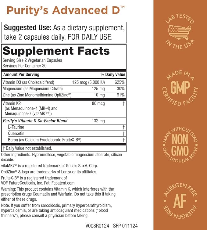 Purity Products KIT - Advanced D + Omega-3 Ultra-Pure Fish Oil from Advanced D is Packed with Vitamin D Vitamin K2 Zinc Magnesium Citrate Boron and Taurine