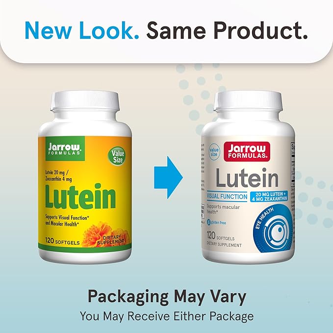 Jarrow Formulas Lutein 20 mg - 120 Softgels - Clinically Documented Eye Health &amp Support - With Zeaxanthin - 120 Servings