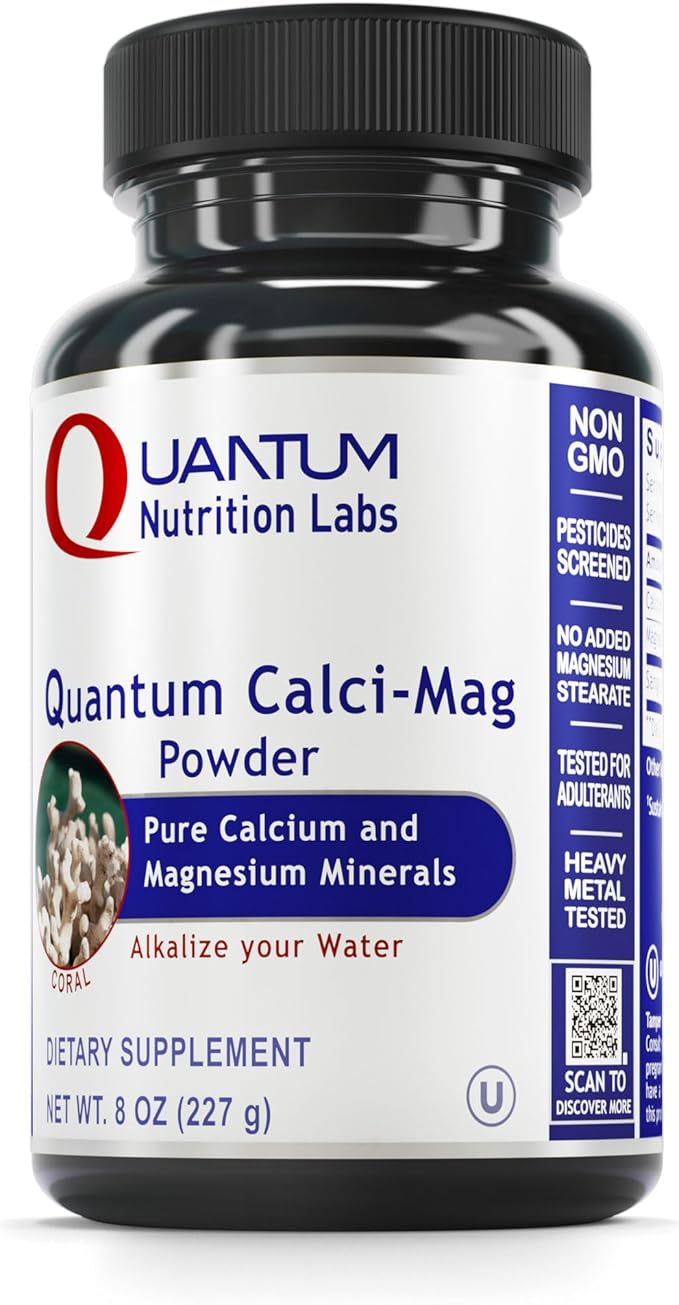 QNL Quantum Calci-Mag Powder - Calcium &amp Magnesium Supplement to Support Joint Teeth &amp Bone Health - Coral Calcium Capsules from Sango Marine Coral - 8 oz
