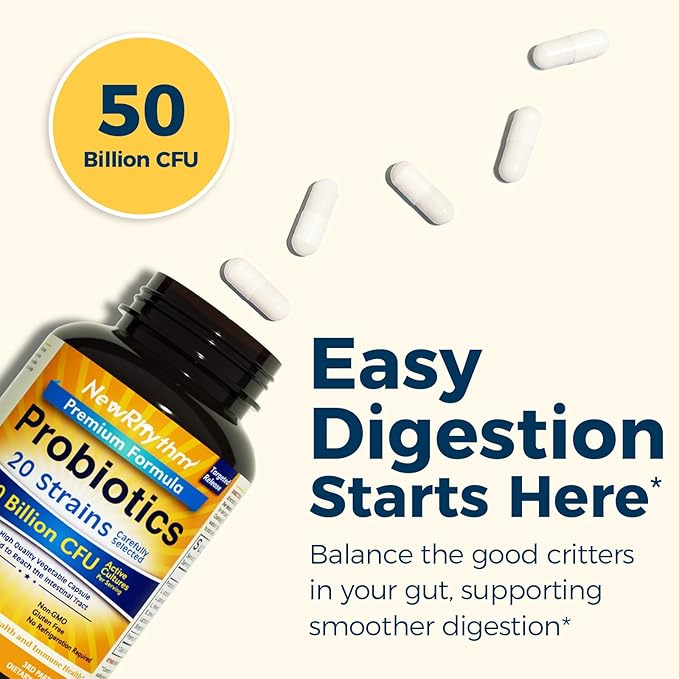 NewRhythm Probiotics Bundle: 35B CFU Mushroom Immune Support &amp 50B CFU 20-Strain Digestive Health. The Ultimate Duo for Inner Wellness