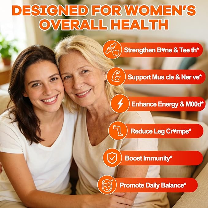 50+ Women's Calcium Citrate Gummies: Sugar Free 1200 mg Calcium Supplements for Women Plus Vitamin D3 K2 B12 B6 Magnesium Zinc - Vegan Calcium Gummy Support Immune Energy Health (60Count)