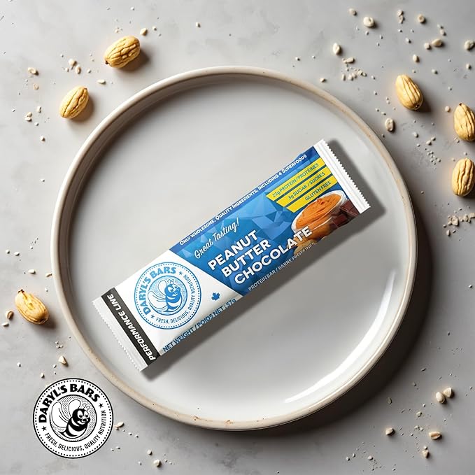 Daryl's Bars Peanut Butter Chocolate On the Go Snack On the Go Whey Protein Bars Gluten Free Protein Snack Meal Replacement Pack of 2