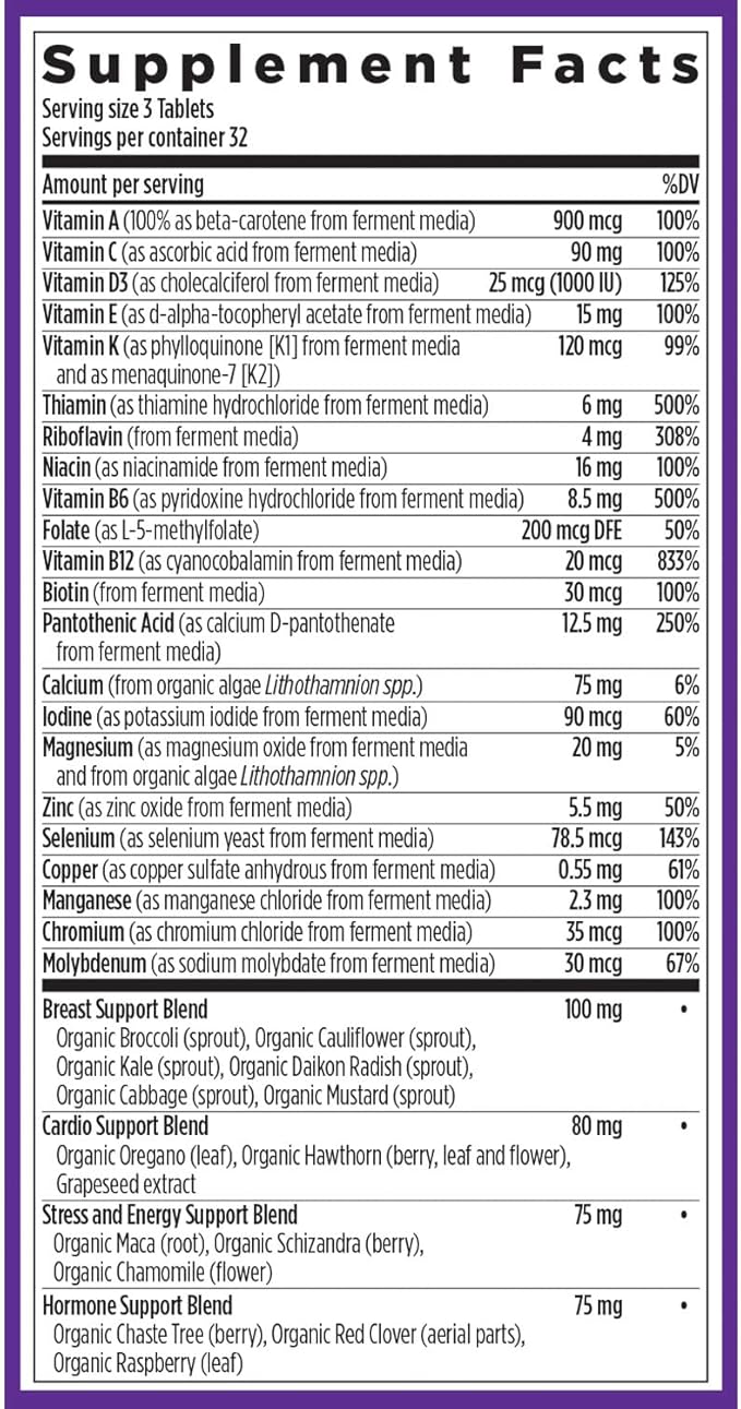 New Chapter Women's Multivitamin 40+ Advanced Formula for Heart Hormone Immune &amp Energy Support Higher Levels of Whole-Food Fermented B Vitamins +D3 Made with Organic Non-GMO Ingredients 96 C
