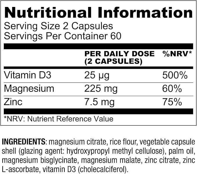 Live Conscious Magnesium Zinc &amp Vitamin D3 - Bioavailable Forms of Magnesium - Malate Glycinate Citrate - MagWell Bone &amp Heart Health Immune System Support - 120 Capsules (2-Pack)