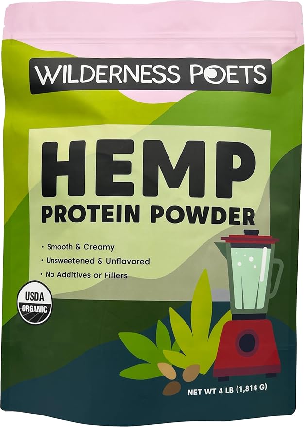 Wilderness Poets Cold Pressed Organic Hemp Protein Powder (64 Ounce - 4 Pound)