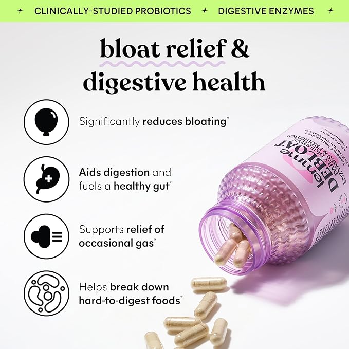 Lemme Debloat and Smooth Bundle - Prebiotic Probiotic &amp Digestive Enzyme Capsules for Bloating &amp Gas Relief Reduce Cellulite Plump Skin Smooth Cellulite