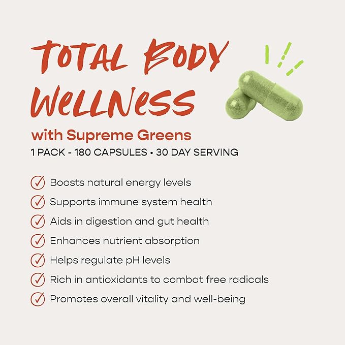Organic Super Greens Superfood Capsule Nutritional Supplement for Gut Health Immune Support Digestion Energy and More (Non-GMO Keto Vegan) 180 Capsules 3 Pack