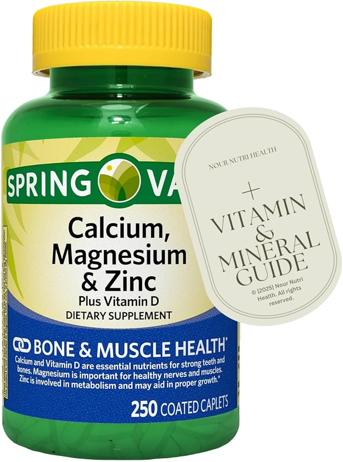 250 Count of Calcium Magnesium Zinc + Vitamin D3 Supplement – Bone &amp Muscle Support – 250 Caplets – Gluten Free nnh with Exclusive Vitamin &amp Mineral Guide