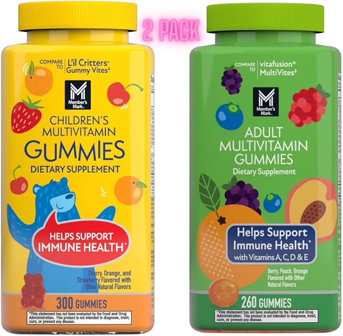HomeRoots Member_Mark Children's Multivitamin Gummies | Assorted Fruit Flavors 300 ct. | Children’s Daily Multivitamin Supplement | Natural Fruit Flavors | by R&ampC Store