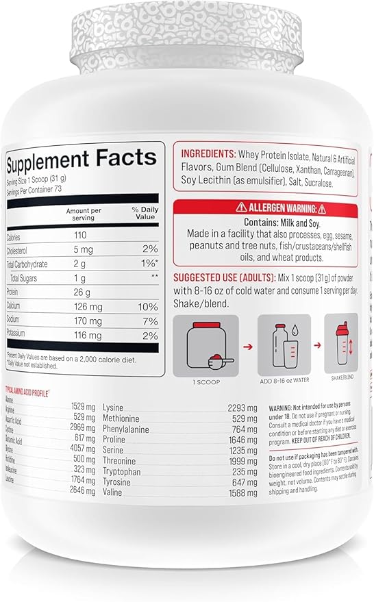 Basic Whey Protein Isolate 26g Protein 0g Fat Gluten-Free RBST-Free Rapid Absorption 110 Calories